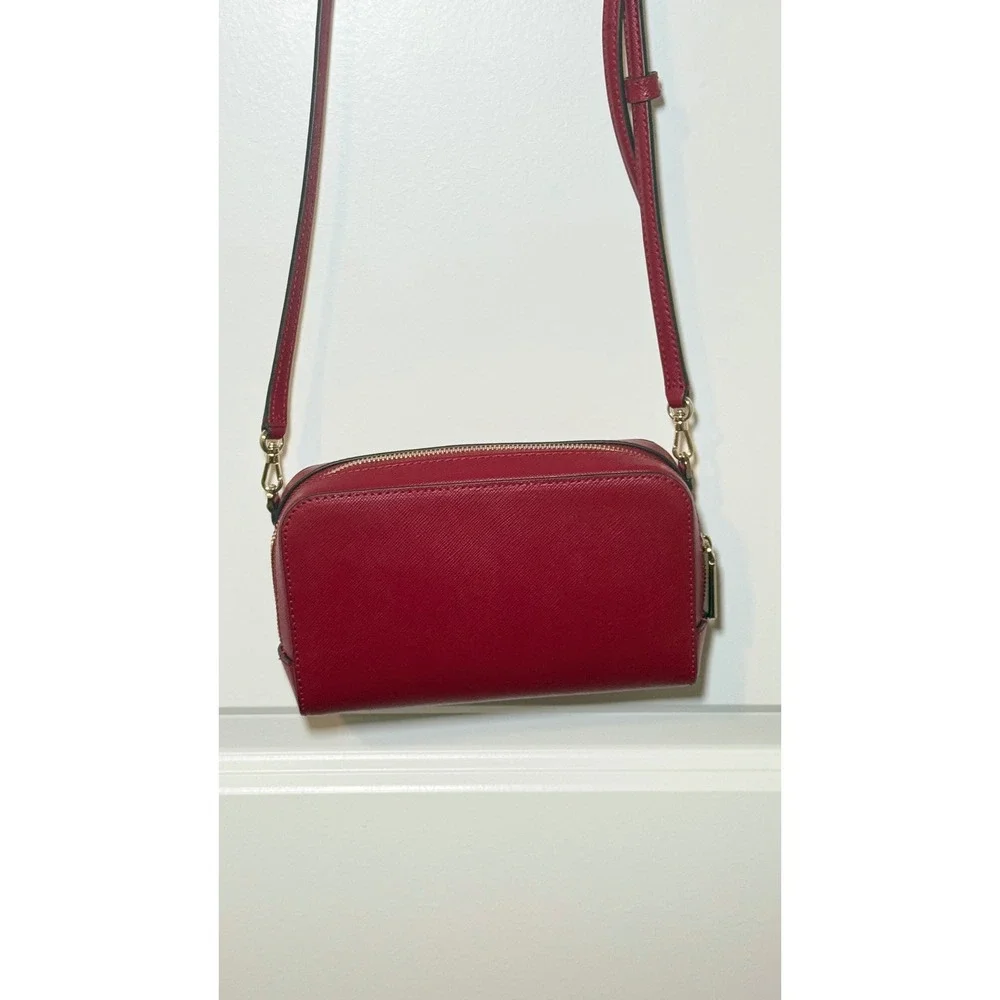 NWOT Kate Spade Staci Leather Crossbody Bag Red Gold Hardware And Card Holder